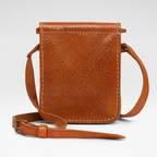Vintage Brown Leather Crossbody Bag – Handcrafted Boho Design