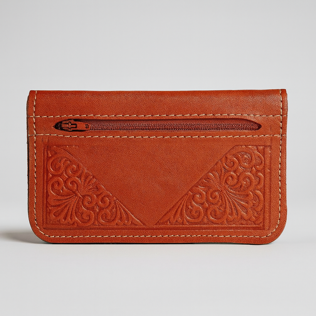 Handcrafted Leather Wallet with Zipper
