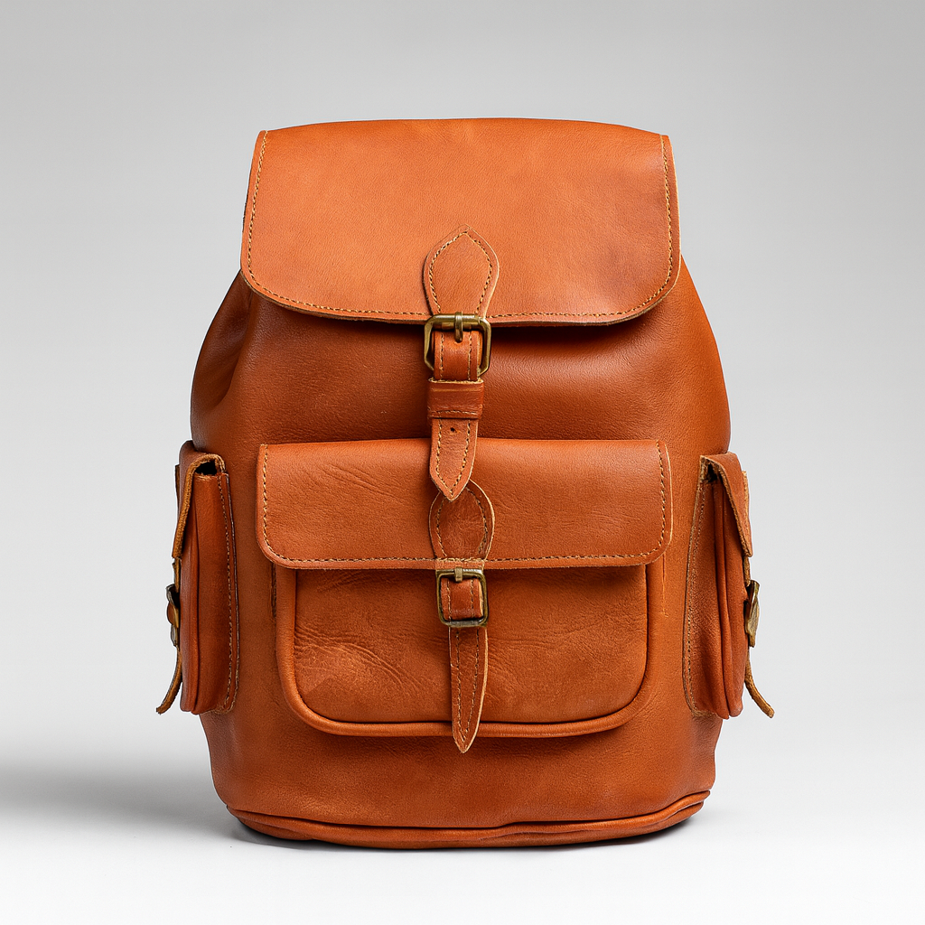 Classic Tan Leather Backpack – Handmade Vintage Explorer Style