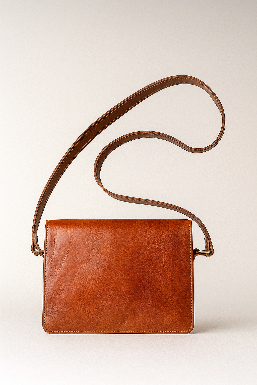 Classic Cognac Leather Crossbody Bag