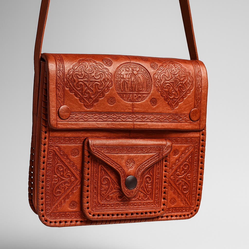 Handcrafted Embossed Leather Shoulder Bag