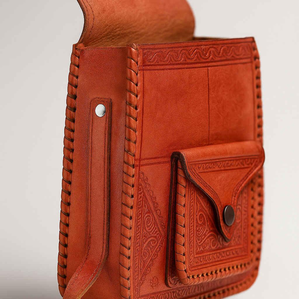 Handcrafted Embossed Leather Shoulder Bag