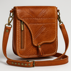 Vintage Brown Leather Crossbody Bag – Handcrafted Boho Design
