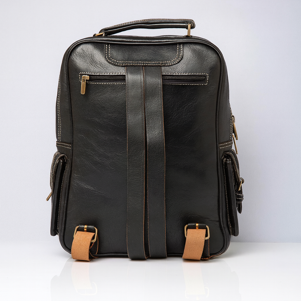 Executive Black Leather Backpack – Modern Vintage Design