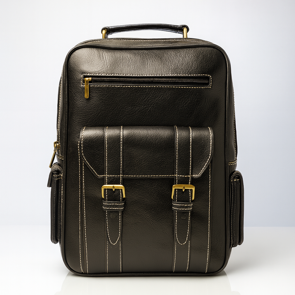 Executive Black Leather Backpack – Modern Vintage Design