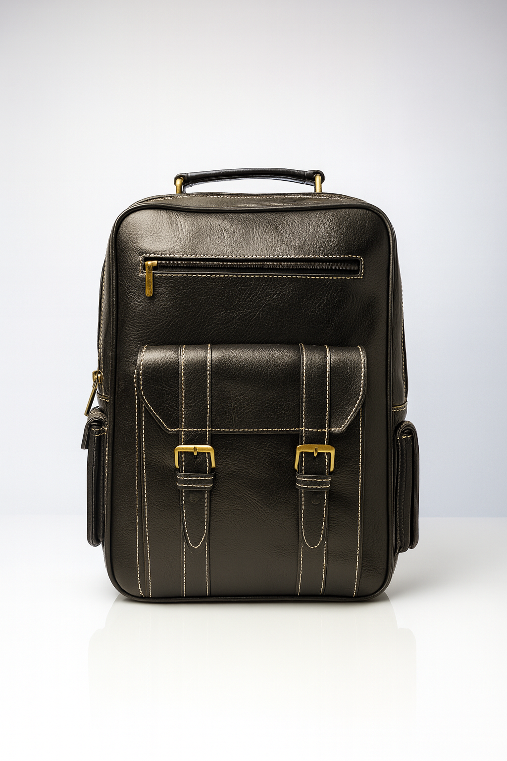 Executive Black Leather Backpack – Modern Vintage Design