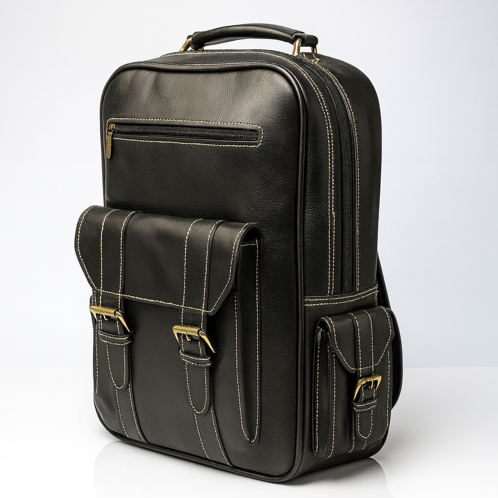Executive Black Leather Backpack – Modern Vintage Design