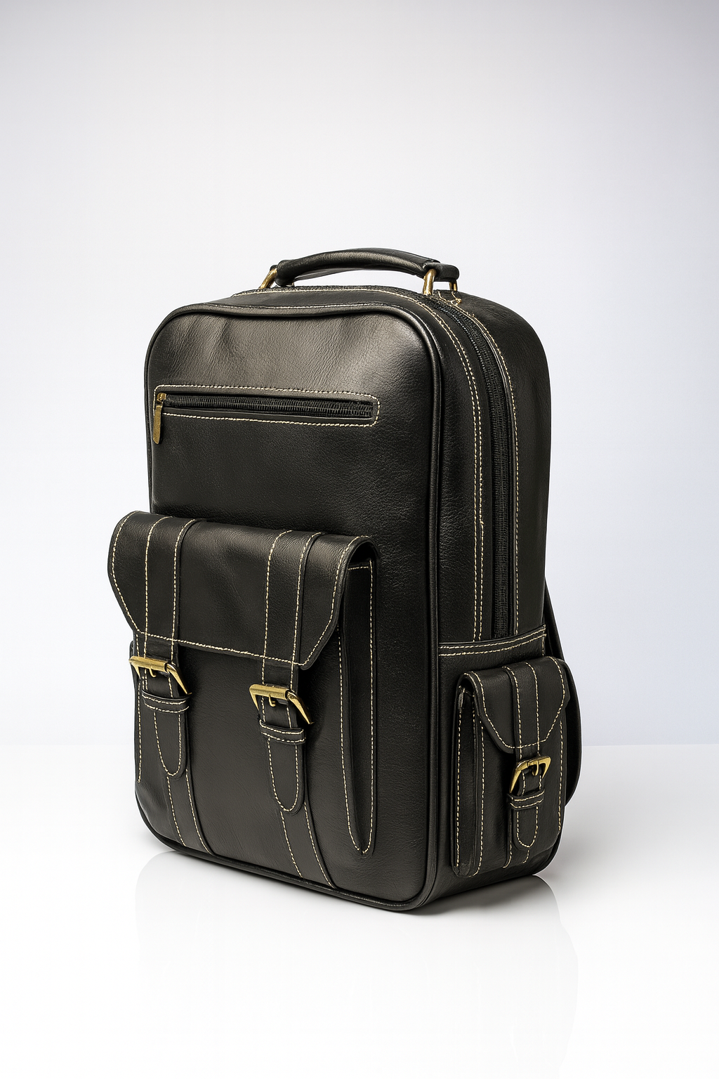 Executive Black Leather Backpack – Modern Vintage Design